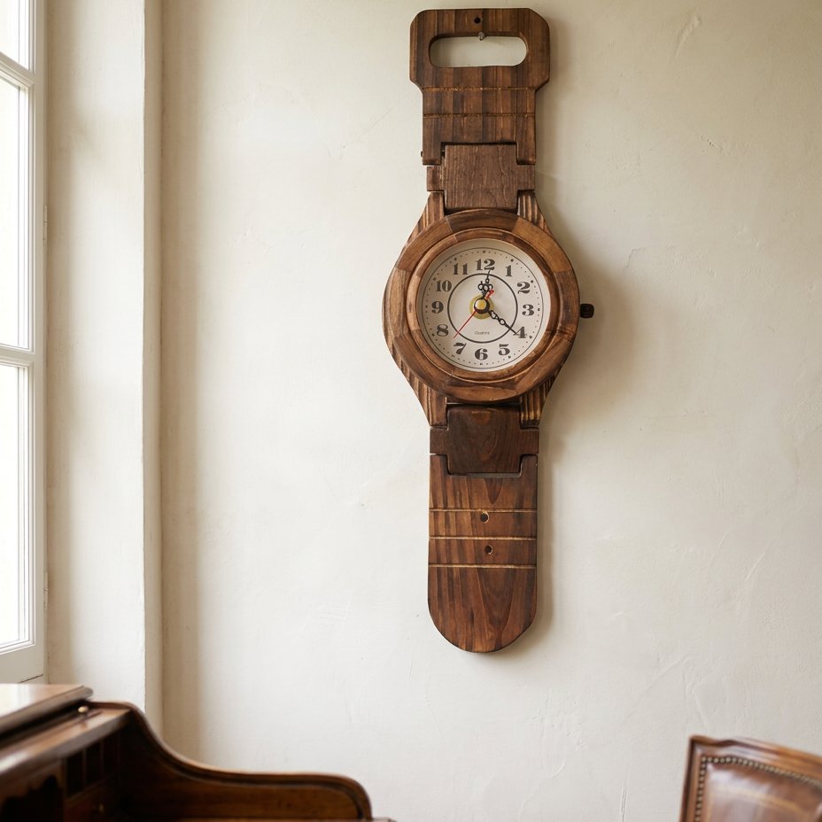 Horloge Murale Montre Bois