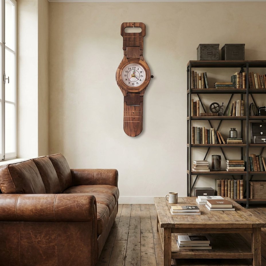 Horloge Murale Montre Bois