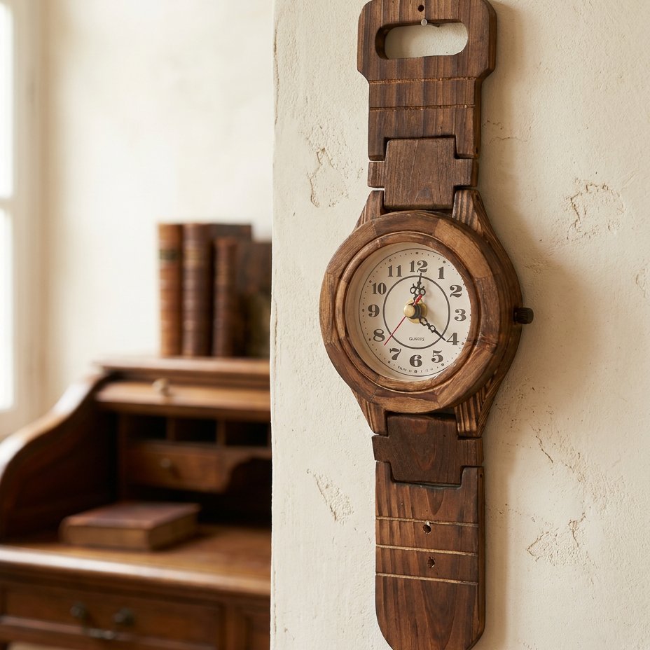 Horloge Murale Montre Bois