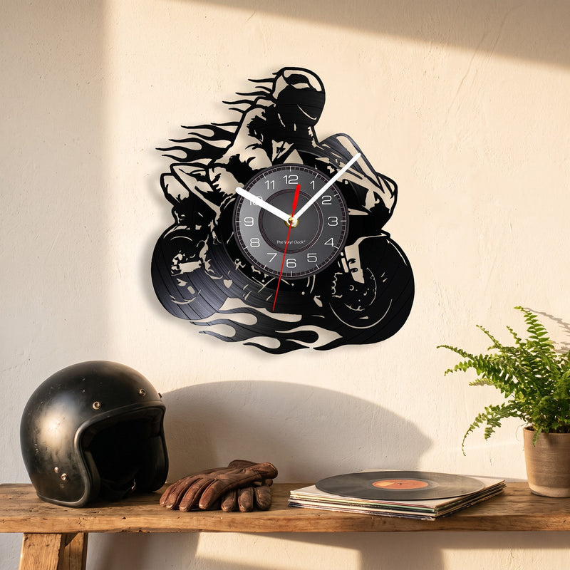 Horloge Murale Moto Vinyle