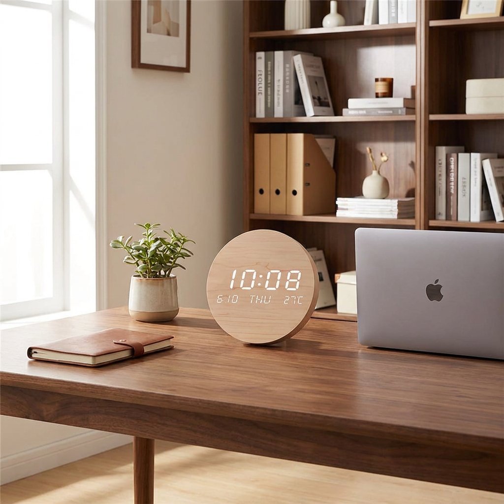 Horloge À Poser Numérique Bois