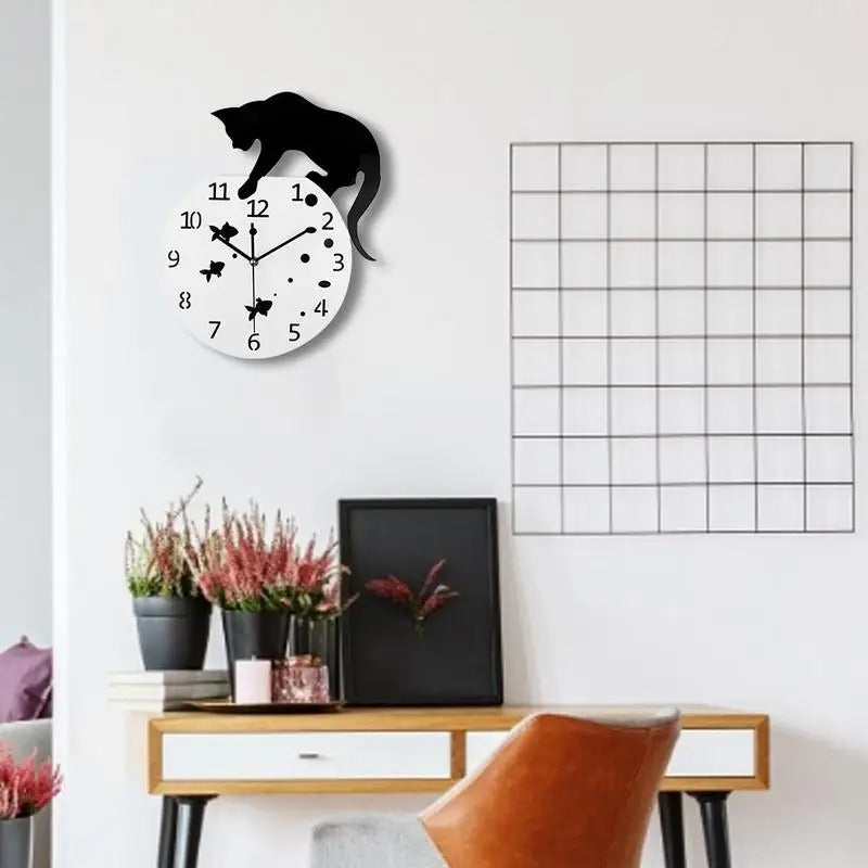Horloge Murale Silhouette Chat