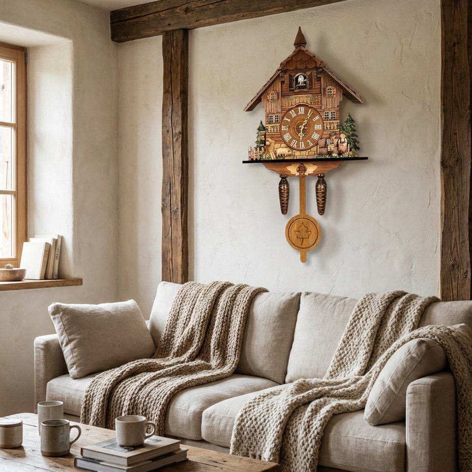 Horloge Murale Pendule Chalet Alpin