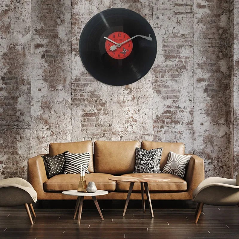 Horloge Murale Vinyle Noir