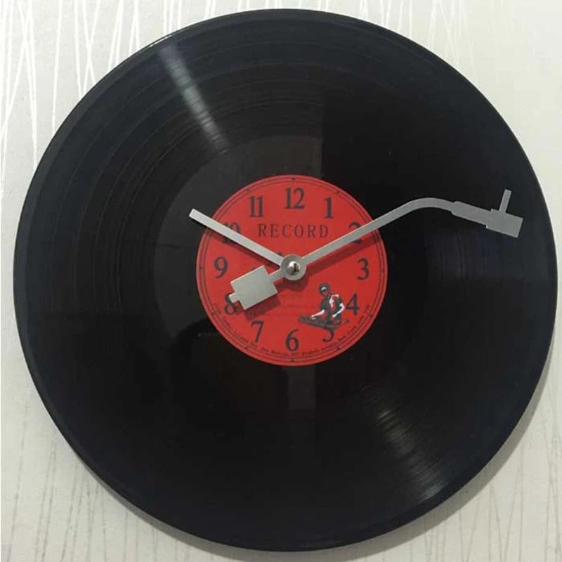 Horloge Murale Vinyle Noir