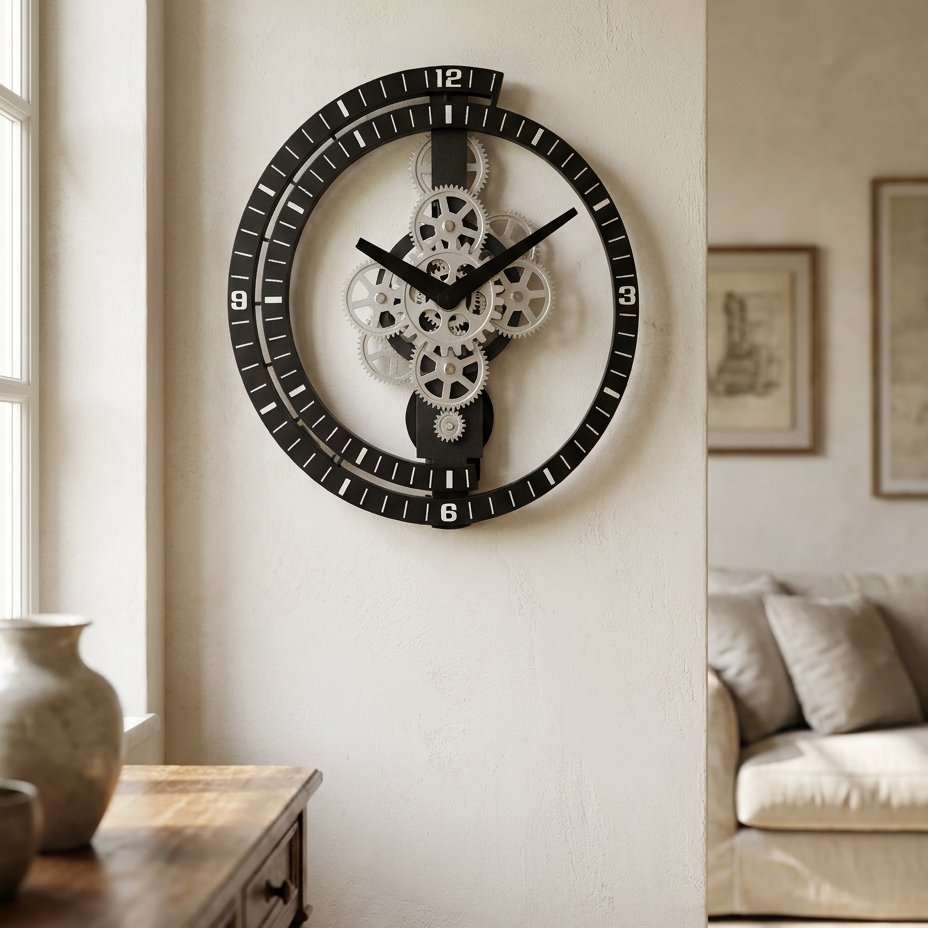 Horloge Murale Rouages Métal