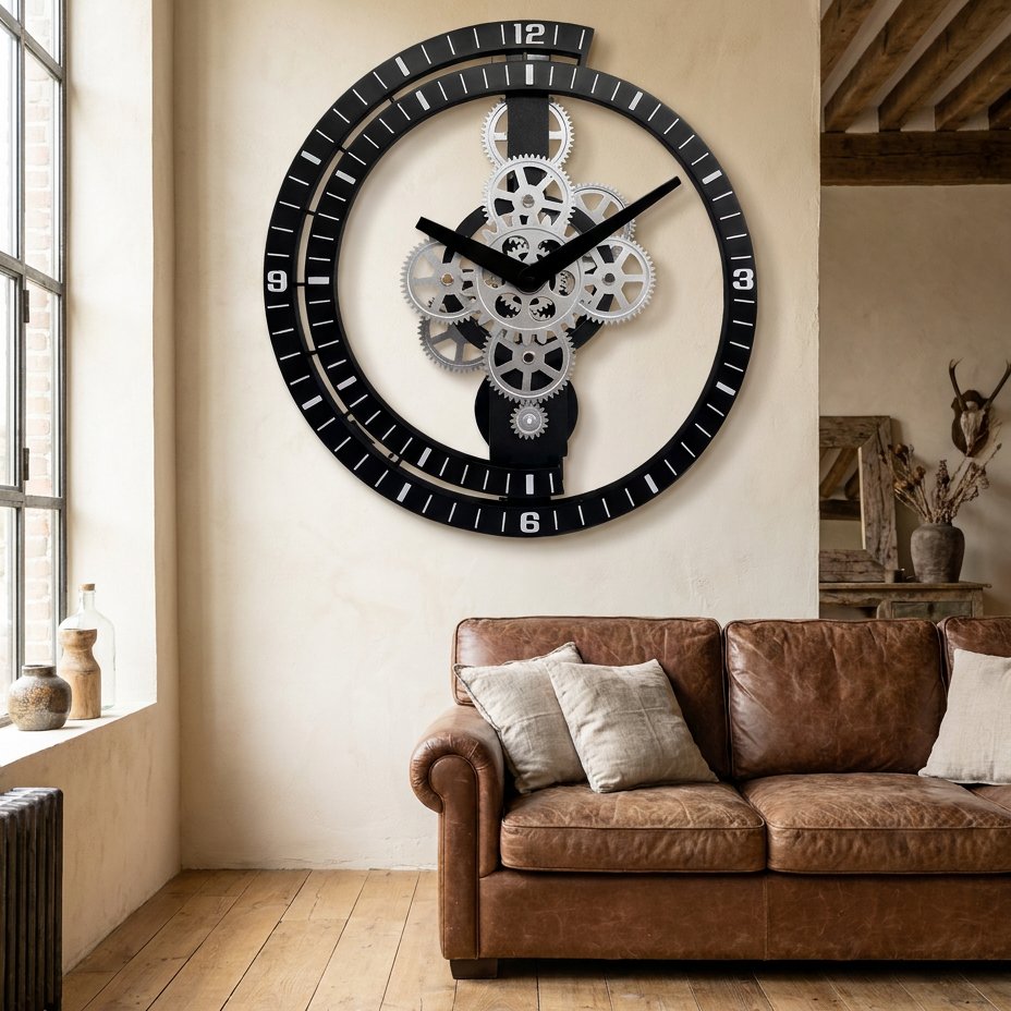 Horloge Murale Rouages Métal