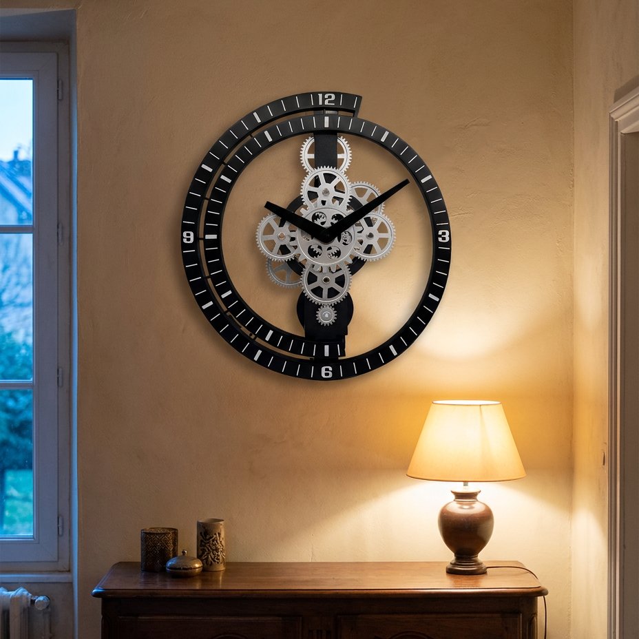 Horloge Murale Rouages Métal