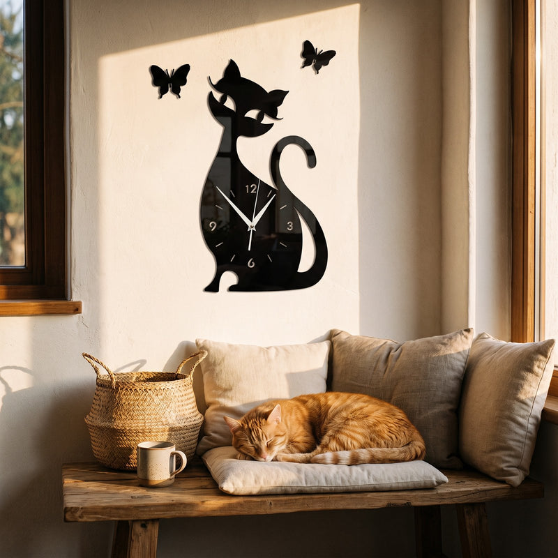 Horloge Murale Silhouette Chat
