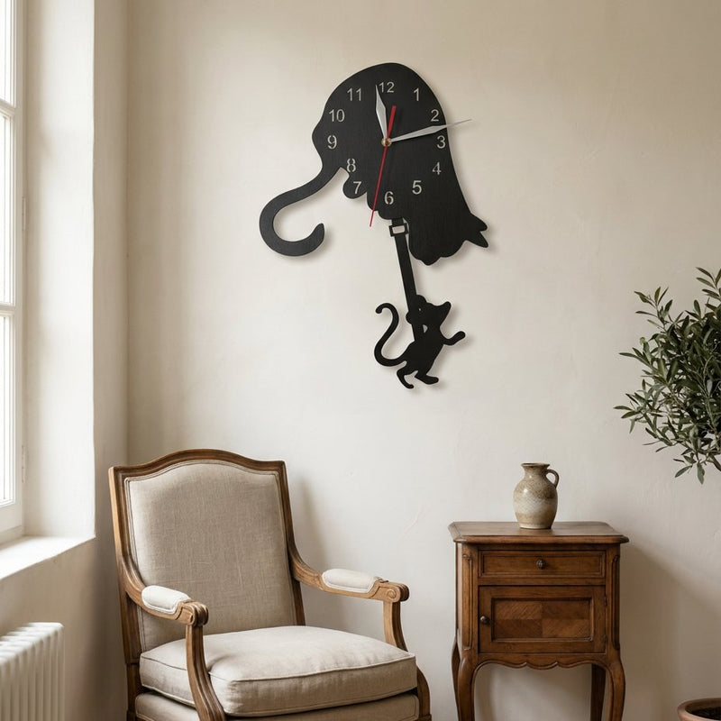 Horloge Murale Silhouette Chat
