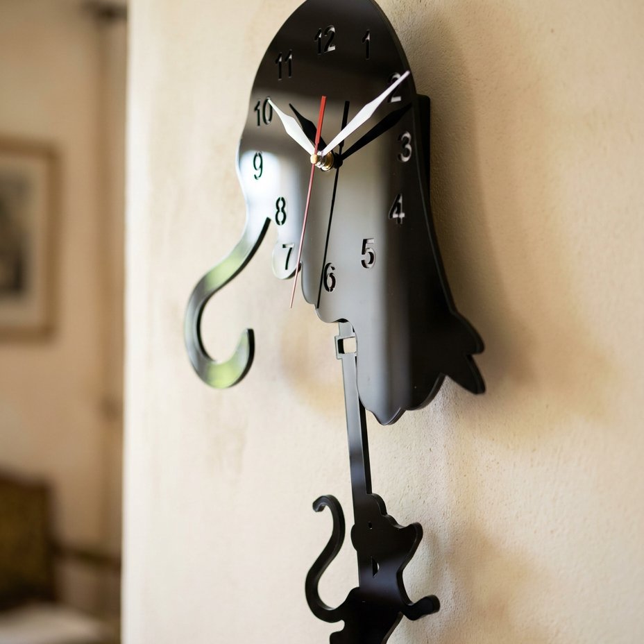 Horloge Murale Silhouette Chat