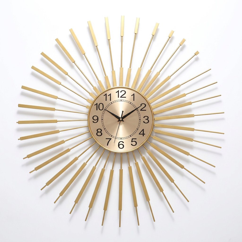 Horloge Murale Soleil Doré