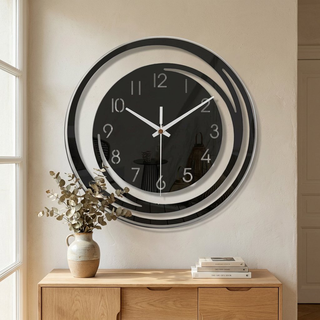 Horloge Murale Spirale Noire