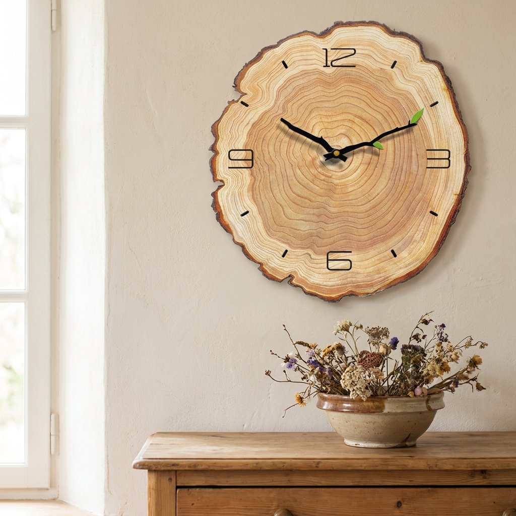 Horloge Murale Tranche Bois