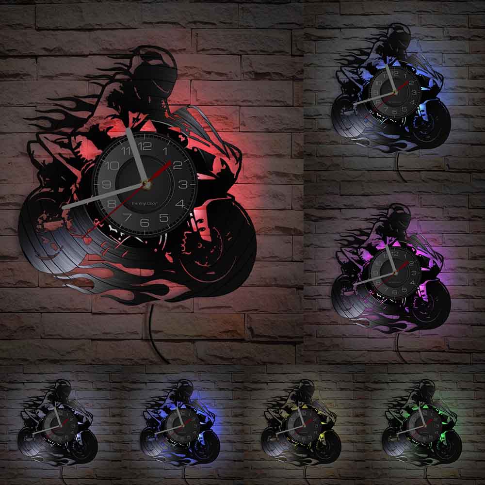 Horloge Murale Moto Néon