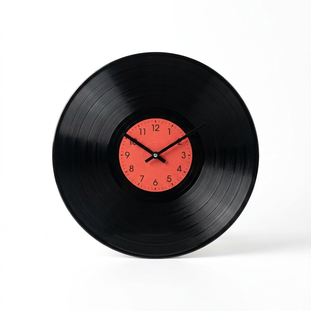 Horloge Murale Vinyle Noir