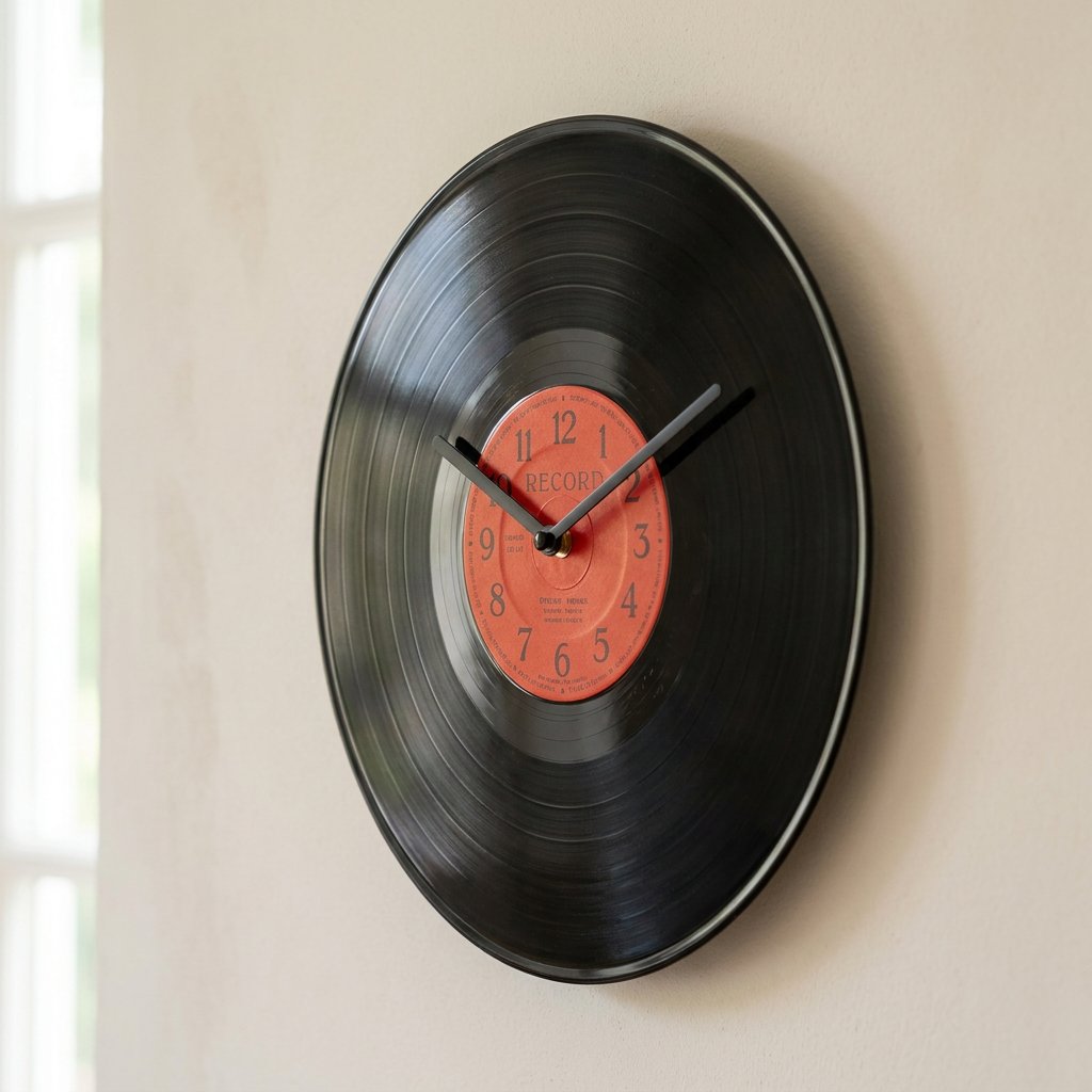 Horloge Murale Vinyle Noir