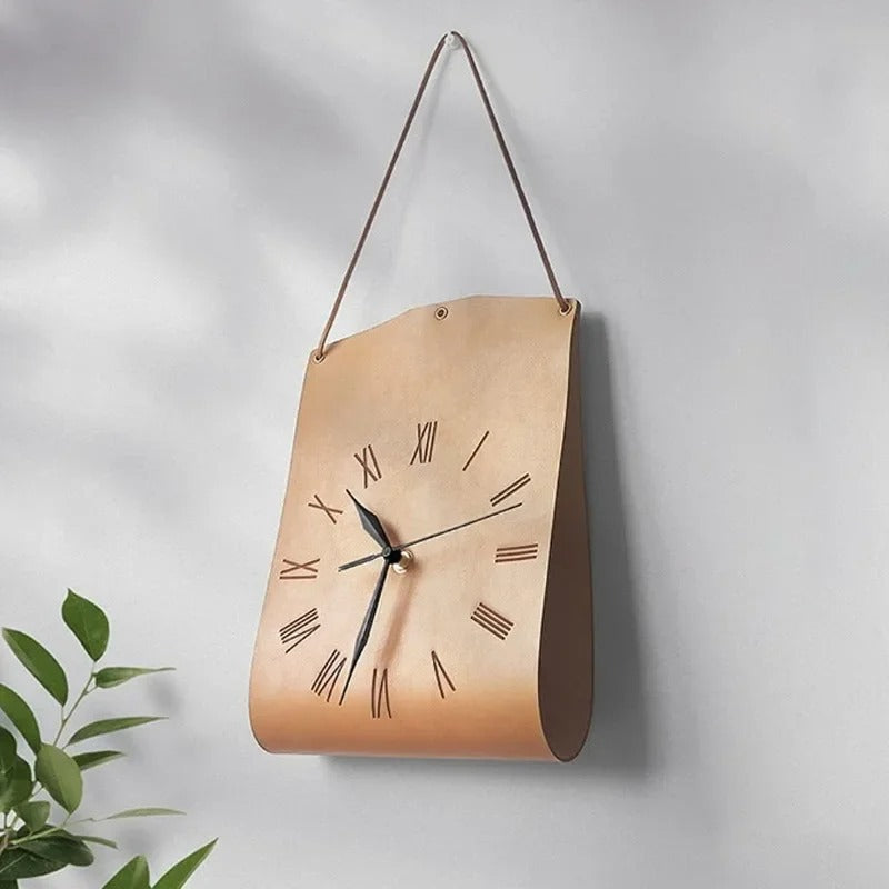 Horloge Murale Cuir Rouge