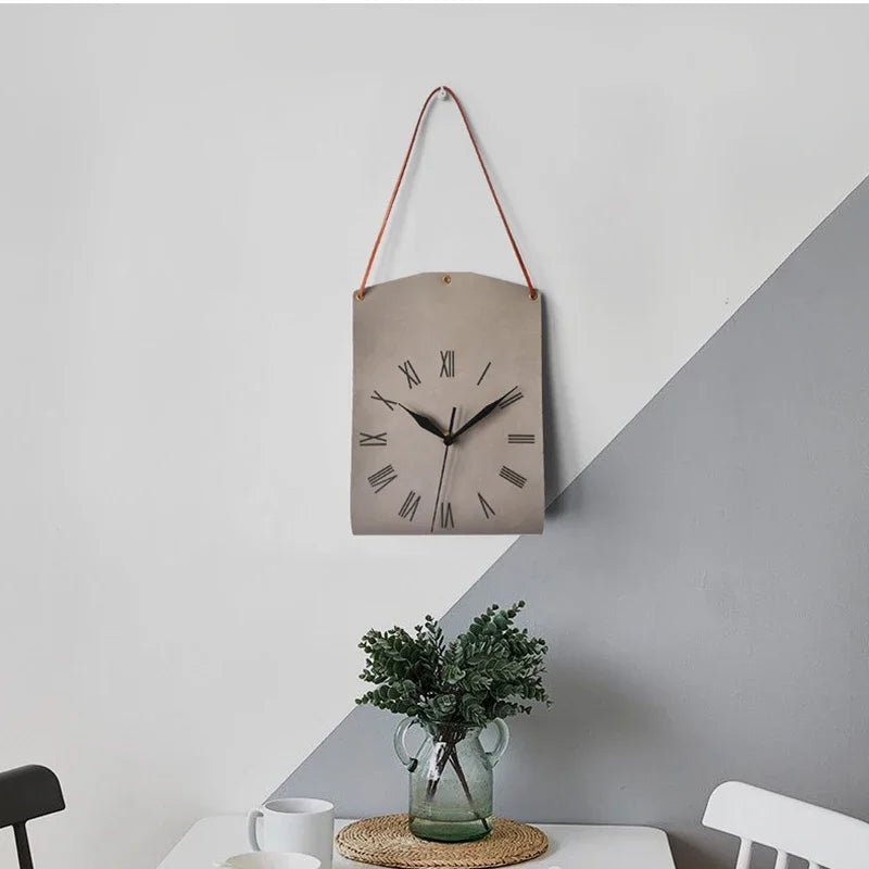 Horloge Murale Cuir Rouge
