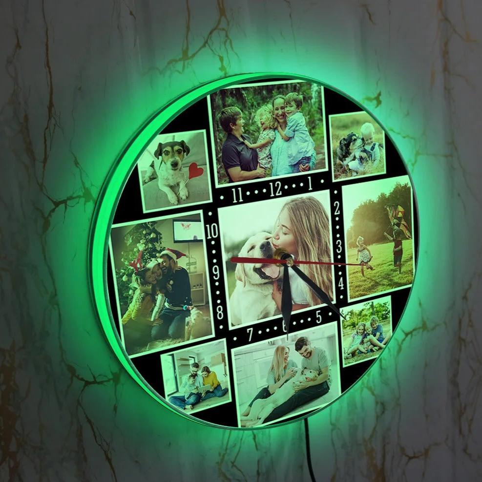 Horloge Murale Photos LED