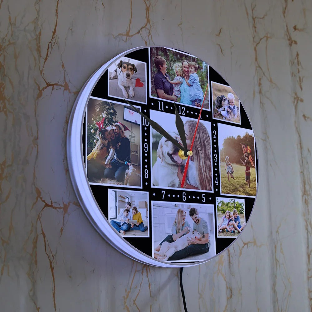 Horloge Murale Photos LED