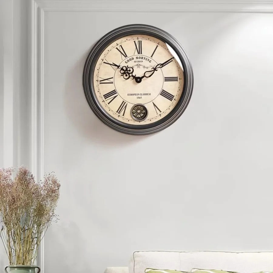 Horloge Murale Vintage Chiffres Romains