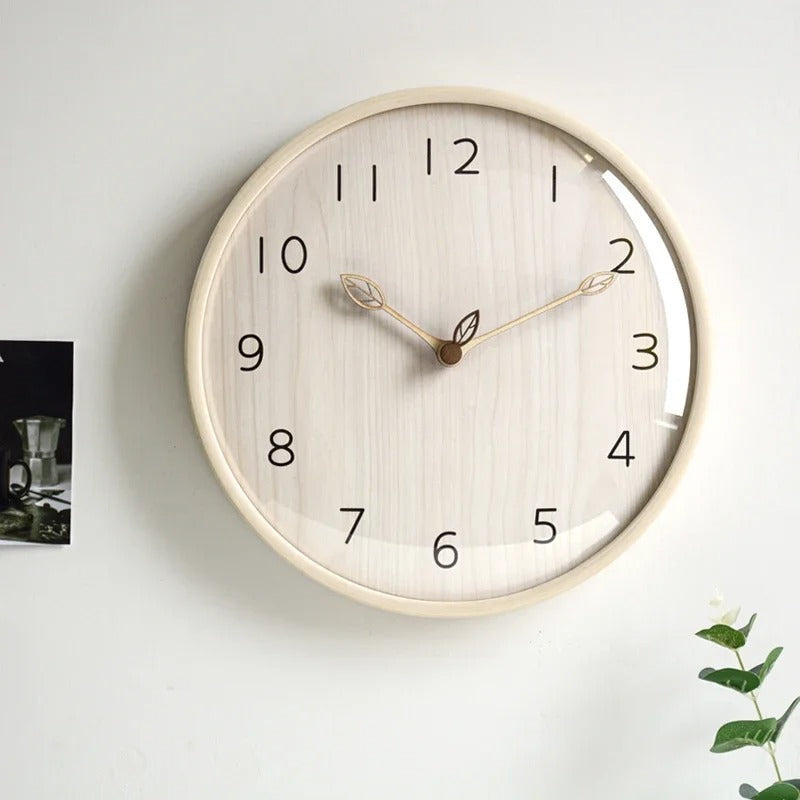 Horloge Murale Feuilles Bois