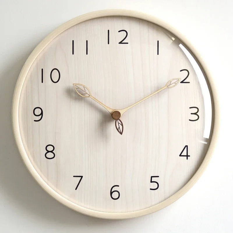 Horloge Murale Feuilles Bois