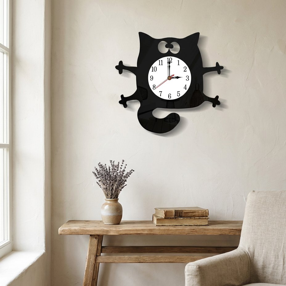 Horloge Murale Silhouette Féline