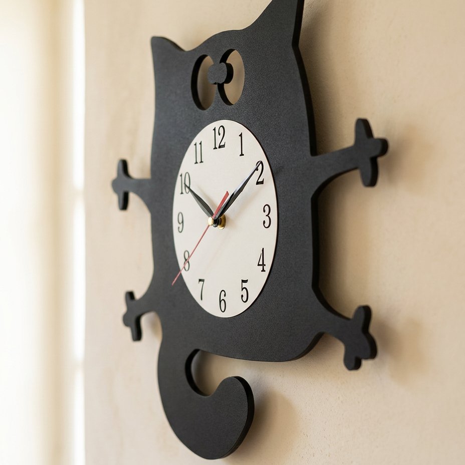Horloge Murale Silhouette Féline
