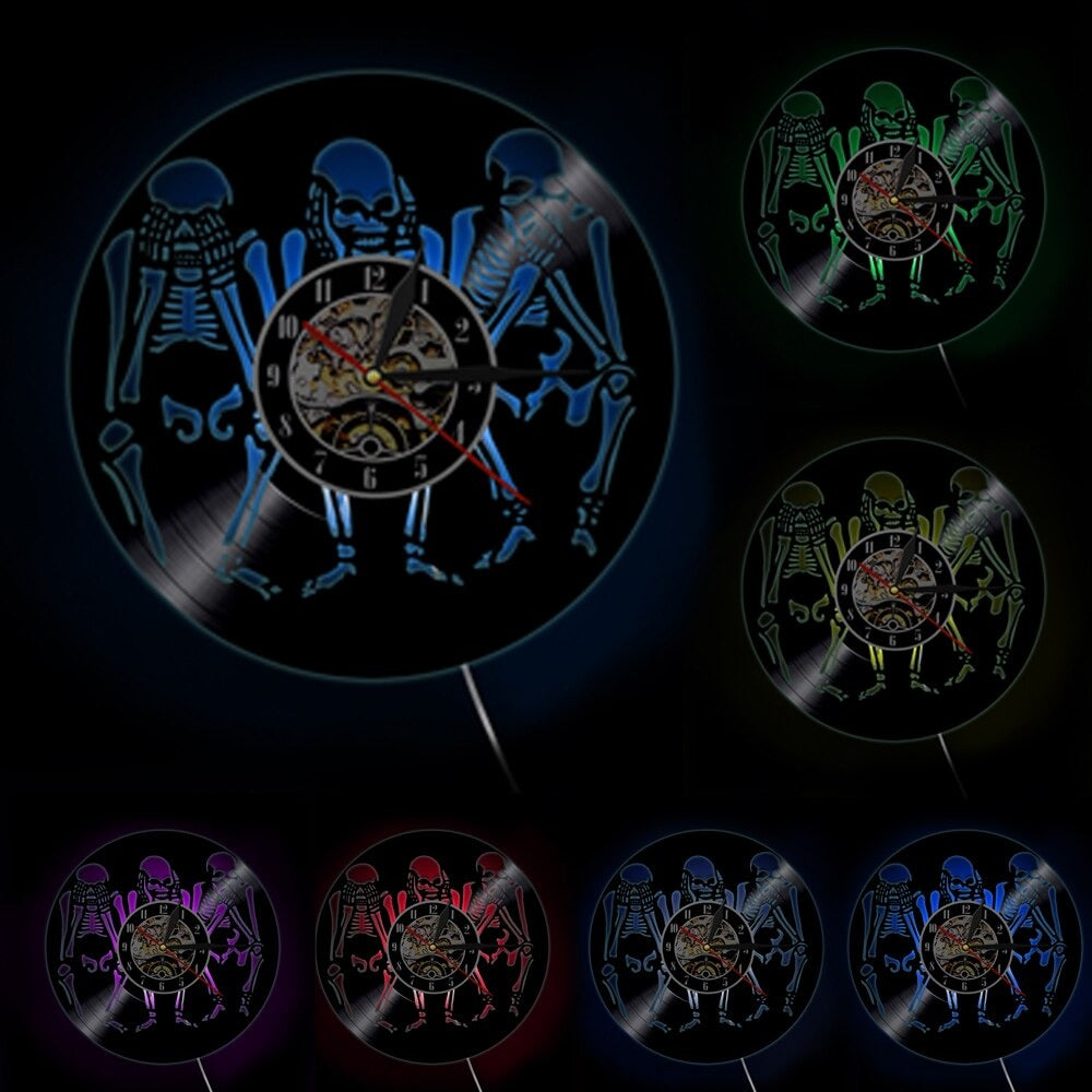 Horloge Murale Squelette Lumineuse