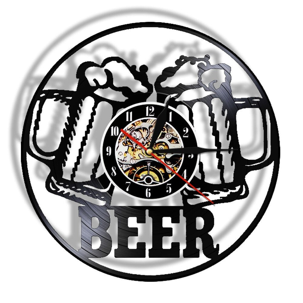 Horloge Murale Bière Vinyle