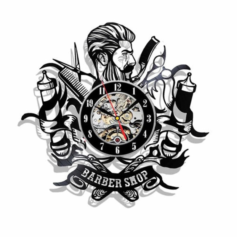 Horloge Murale Coiffeur Vinyle