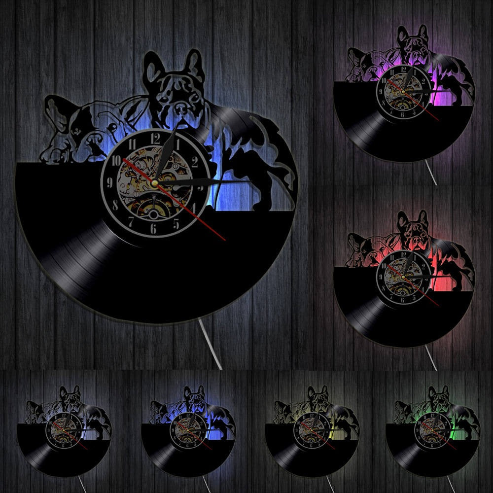 Horloge Murale Bouledogue Lumineuse