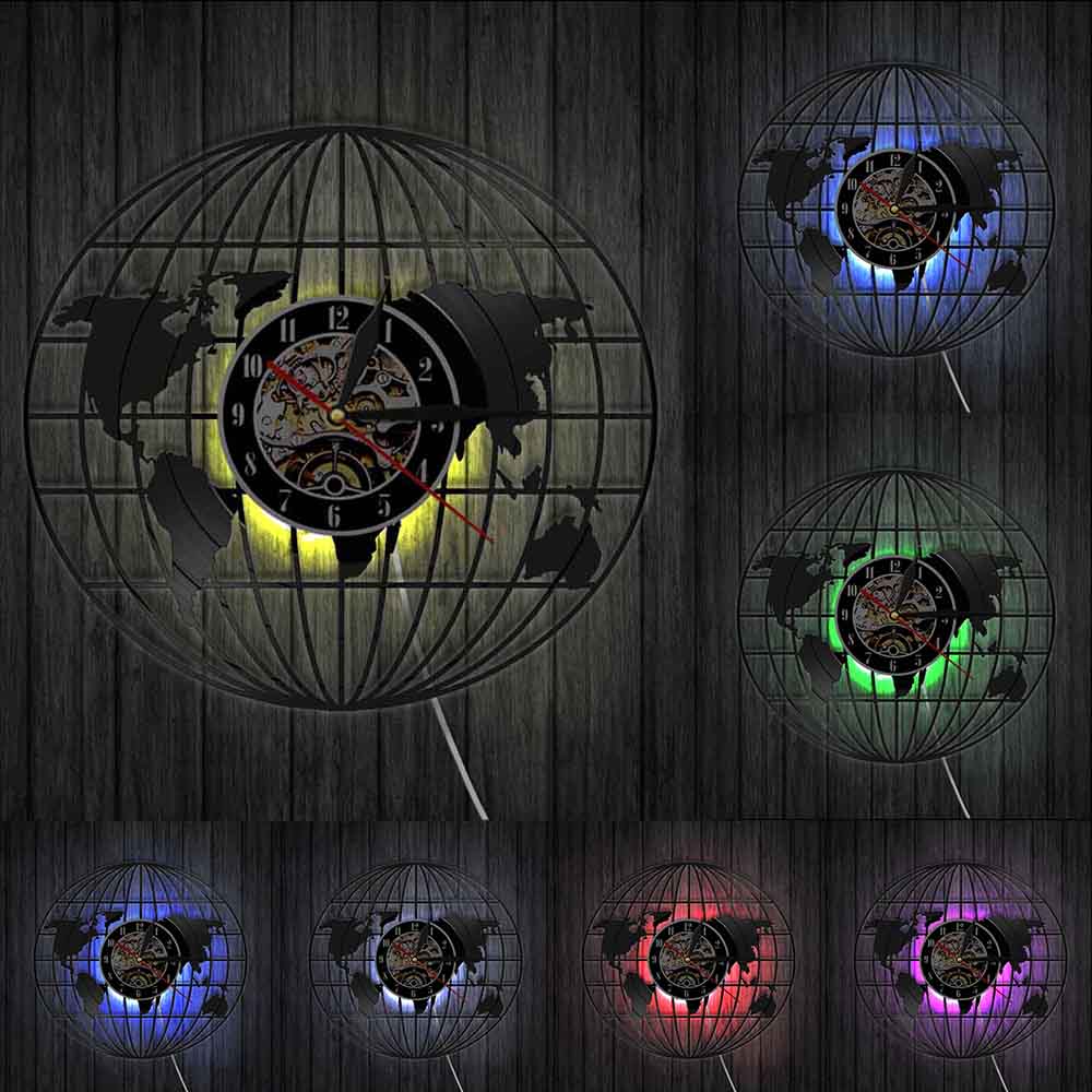 Horloge Murale Mondiale Lumineuse