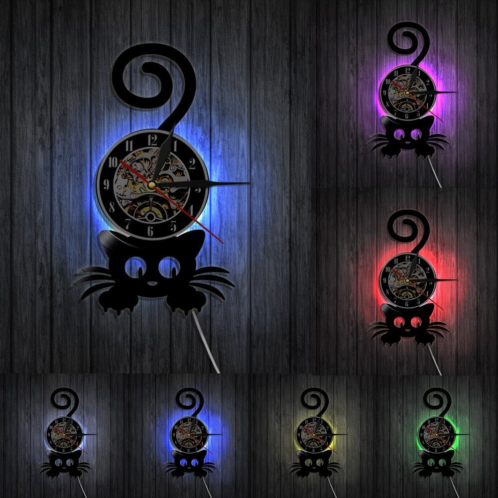 Horloge Murale Chat Lumineux