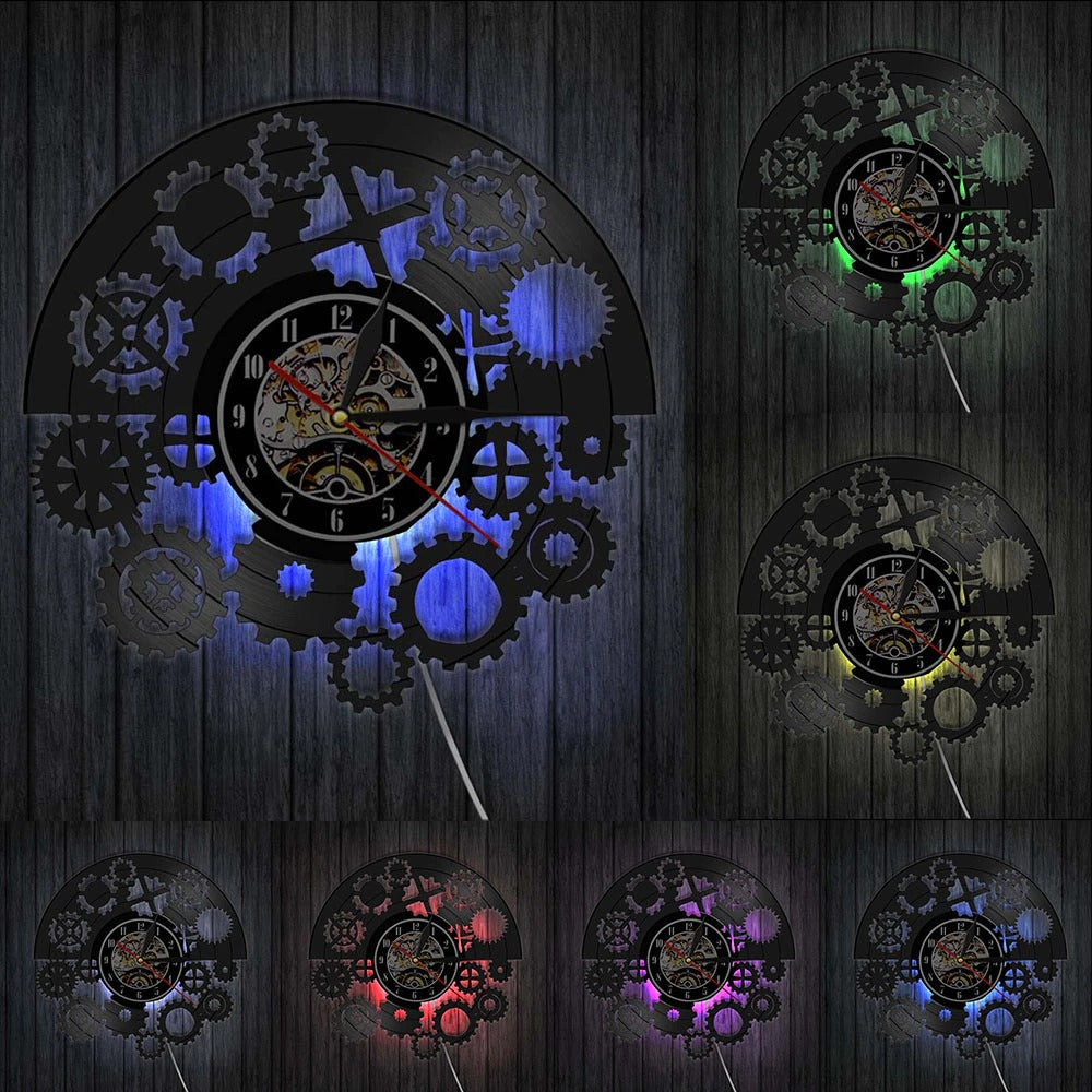 Horloge Murale Engrenage Lumineux