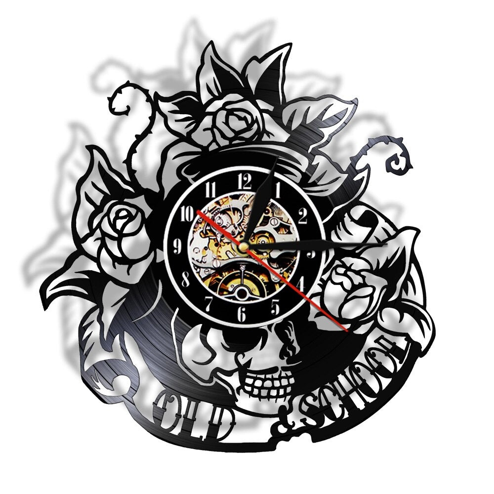 Horloge Murale Vinyle Crâne