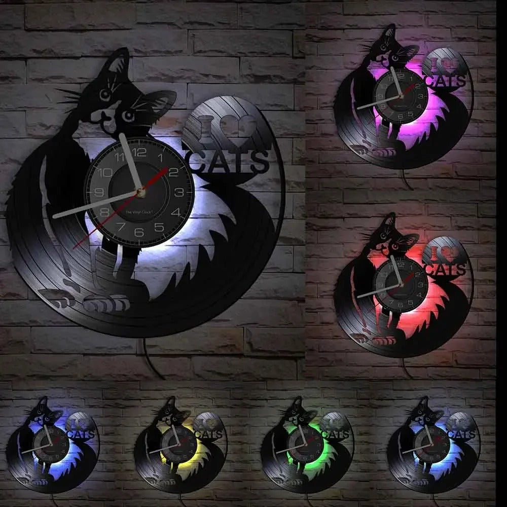 Horloge Murale Chat LED