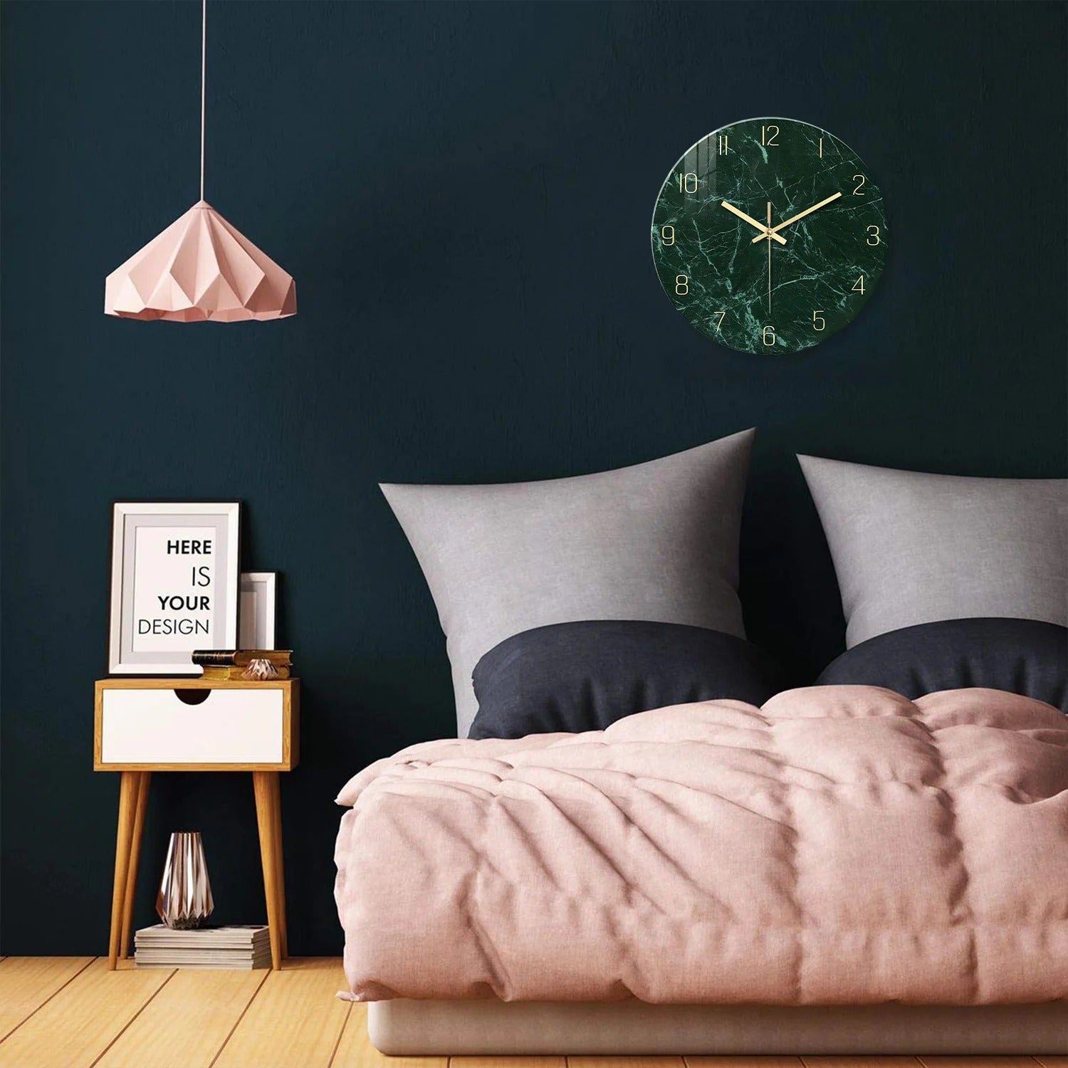 Horloge Murale Marbre Vert