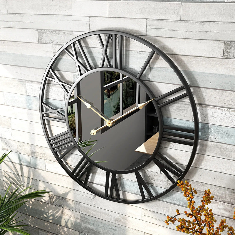 Horloge Murale Miroir Doré